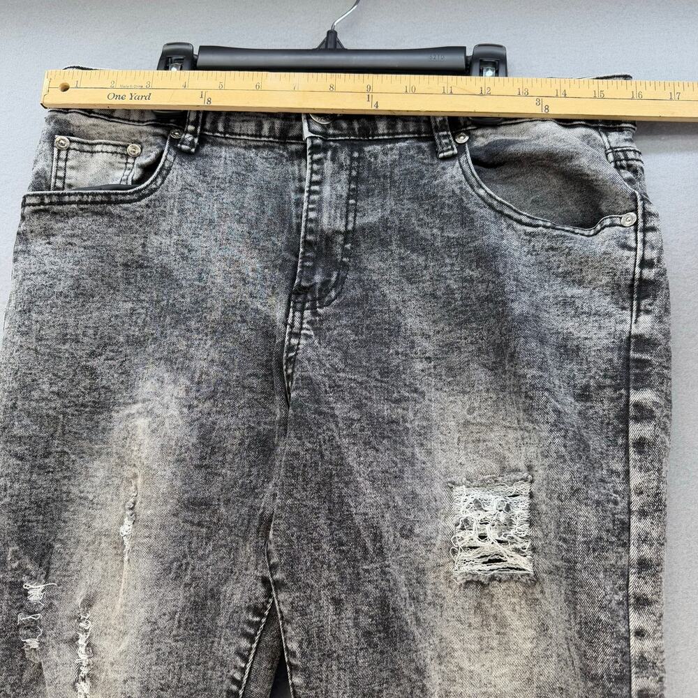 CR24 Jeans Women's 34 (18) Black Chrome Edge Acid Wash Distressed Tapered Leg - Picture 10 of 14